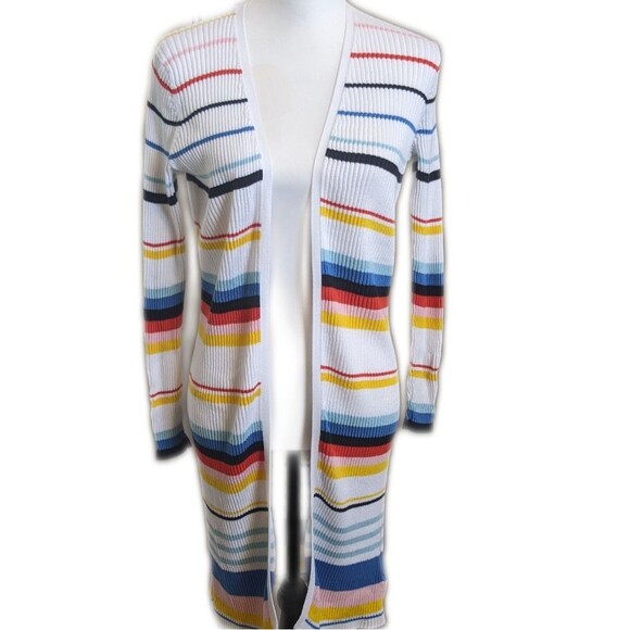 Tommy Hilfiger open front cardigan sweater, striped, cotton/viscose S - Picture 1 of 11